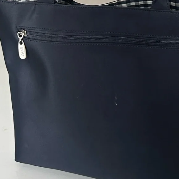 Y2K Esprit Dark Blue Gingham Nylon Tote Bag - Picture 6 of 6